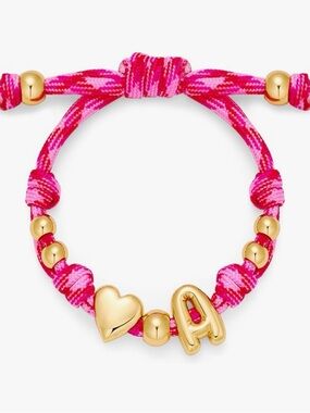 NEW 14K Gold-Plated Knotty
Bubble Letter Initial Heart Bracelet